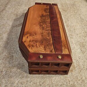 RARE ITALY LUXURY DESIGNER AGRESTI BURLWOOD GOLF GAME CHESS SET BOX & PIECES